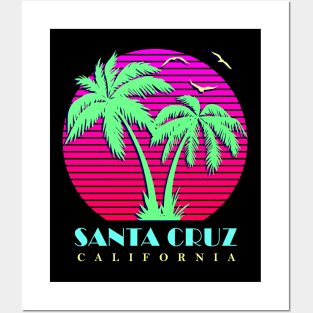 Santa Cruz California Palm Trees Sunset Posters and Art